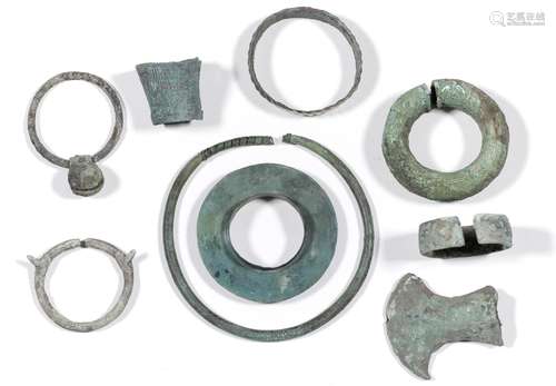 Thailand, Ban Chiang, a collection of nine bronze objects, c...