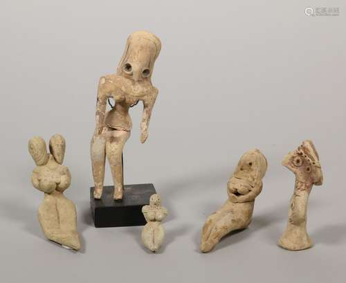 Indus Valley, a collection of five antique terracotta idols,...