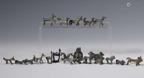 Collection of ca. twenty metal animal forms, various culture...