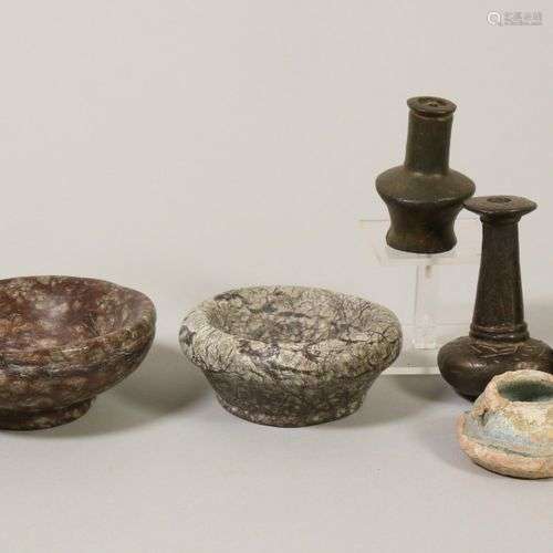 A collection of various objects, some antique;