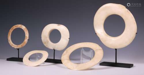 PNG, Abelam, collection of five tridacna shell bridal rings,