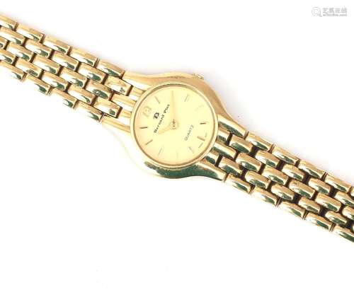 A 14 karat gold Bernhard Plot lady's wristwatch. A gold tone...