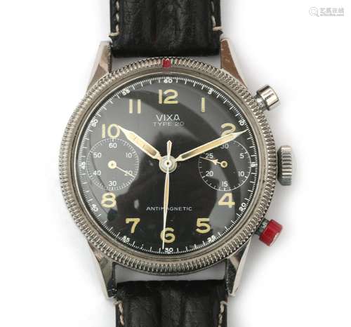 A steel Vixa type XX military wristwatch, 1954. Mechanical m...