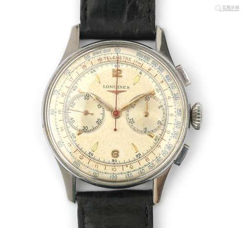 Une montre-bracelet Longines en acier, vers 1960. Mouvement ...