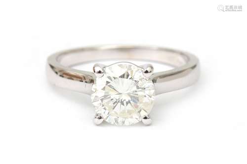 An 18 karat white gold diamond solitaire ring, 2.05 ct. A fo...