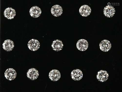 A collection of loose diamonds, 1.36 ct. Fifteen brilliant c...