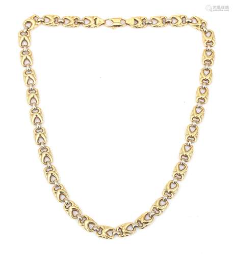 Un collier bicolore en or 18 carats. Composé de maillons pla...