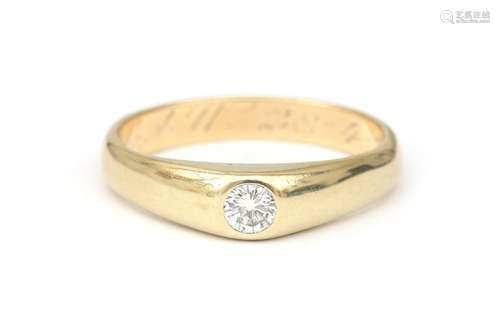 A 14 karat gold diamond 'gipsy' ring. Featuring a brilliant ...