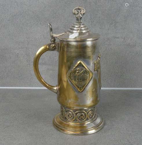 SILVER PLATED ART NOUVEAU LIDDED TANKARD AS AWARD FOR SHOOTI...