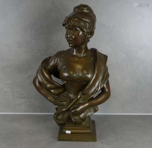 SCULPTURE: "YOUNG WOMAN WITH STOLE AND MASK"