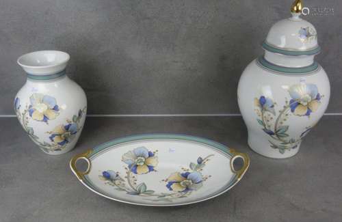 BOWL AND PAIR OF VASES