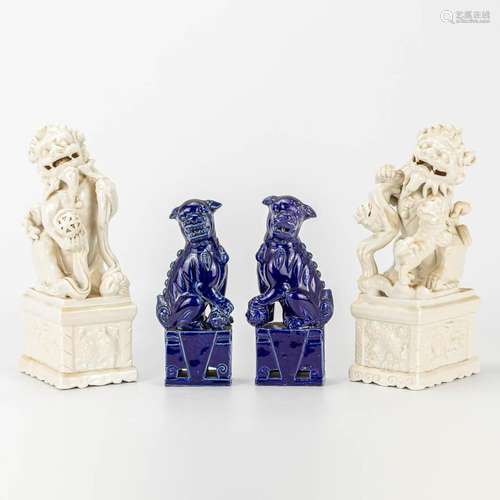 A collection of 2 pairs of Foo dogs, made of Chinese porcela...