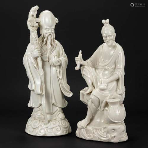 A collection of 2 'Blanc De Chine' statues made of...