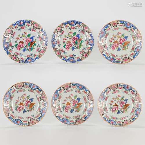 A collection of 6 'Famille Rose' plates made of Ch...