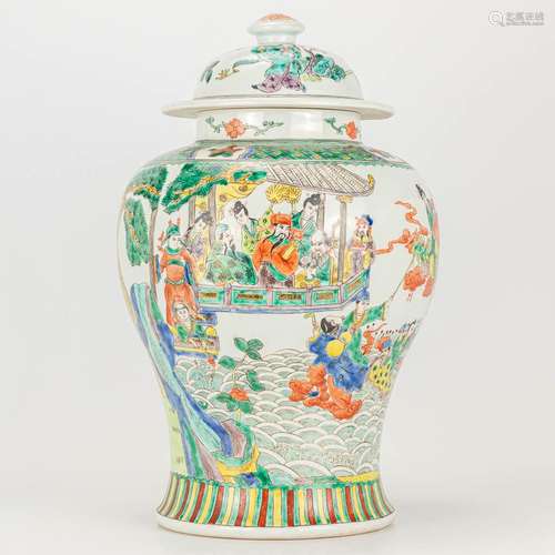 A vase with lid, made of Chinese porcelain with a double dec...