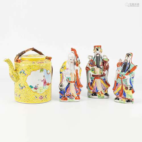 A collection of items made of Chinese porcelain, a teapot, a...