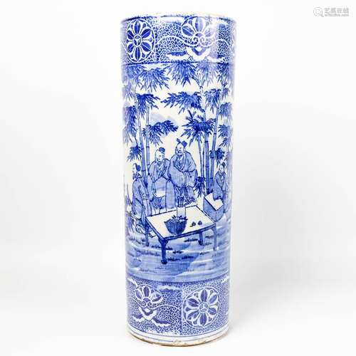 A vase made of Chinese Porcelain and decorated with a blue-w...