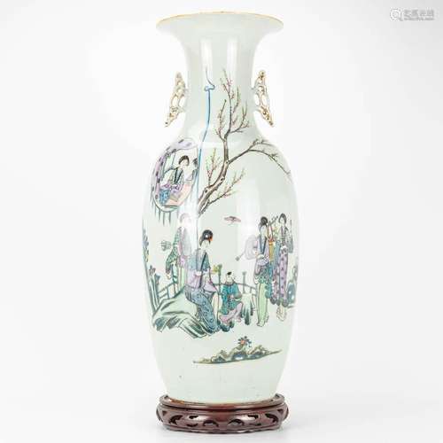 A vase made of Chinese porcelain and decorated with ladies a...