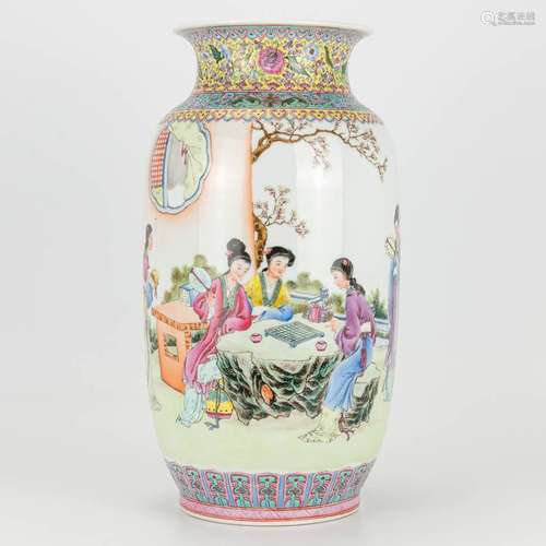 A vase made of Chinese porcelain, decorated with ladies in c...