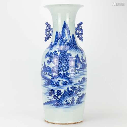 A vase made of Chinese porcelain with a blue-white decor of ...