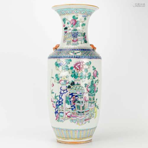 A vase made of Chinese porcelain, decorated with antiquities...