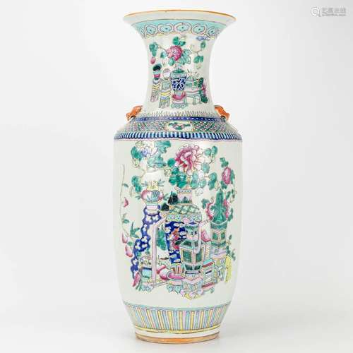 A vase made of Chinese porcelain, decorated with antiquities...