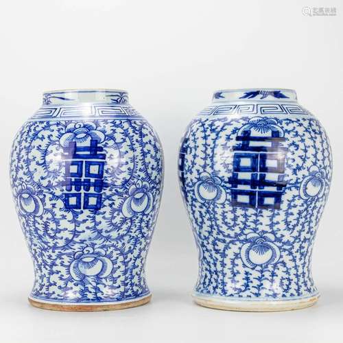 A pair of vases made of Chinese porcelain with blue-white de...