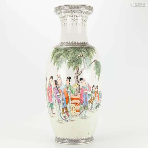 A vase made of Chinese porcelain with a decor of ladies in c...