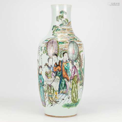 A vase made of Chinese porcelain and decorated with ladies a...