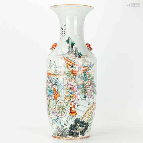 A vase made of Chinese porcelain with decor of warriors. 19t...