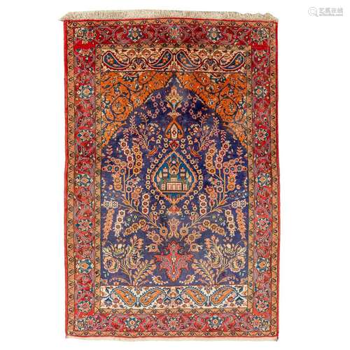 An oriental hand-made carpet and marked Sarough. (107 x 157 ...