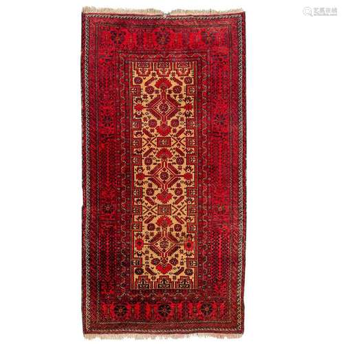 An Oriental hand-made carpet, Bokhara. (104 x 202 cm)