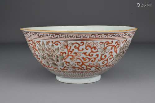 A Chinese 19th Century iron-red porcelain bowl
