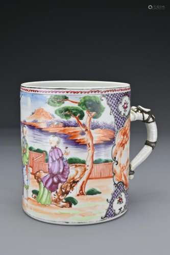 A Chinese famille rose porcelain tankard decorated with