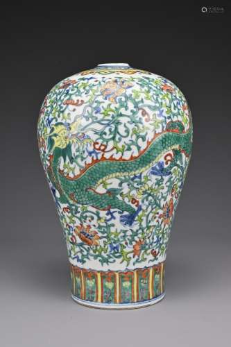 A Chinese 19th Century doucai porcelain vase. The
