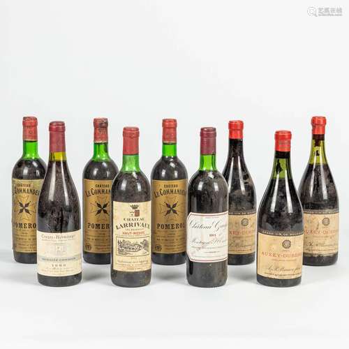 A collection of 9 bottlees of wine