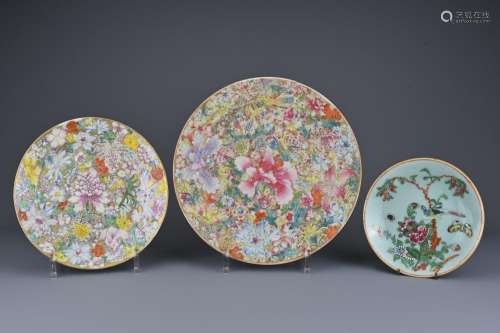 Two Chinese 19/20th Century mille fleur porcelain