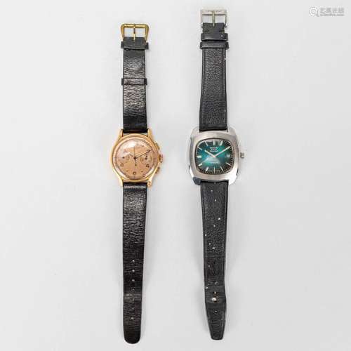 A collection of 2 mens wristwatches. An 18 karat gold Chrono...