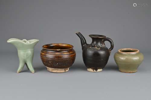 Four Chinese ceramic items to include a Song dynasty