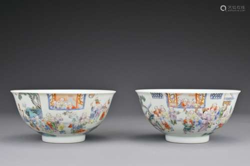 A fine pair of Chinese famille rose porcelain 'One