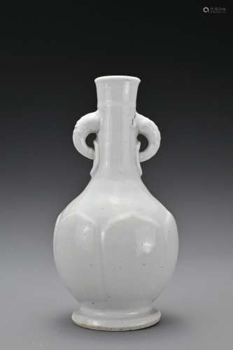 A Chinese 17/18th Century white-glazed porcelain bottle