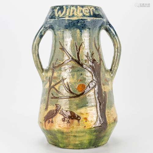 A vase 'Winter' made of Flemish earthenware of the...