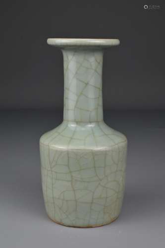 A Chinese Longquan celadon mallet vase. The cylindrical