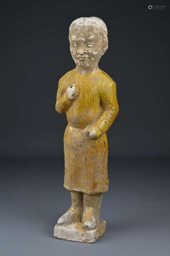 A Chinese Tang dynasty (618-907) straw-glazed foreign