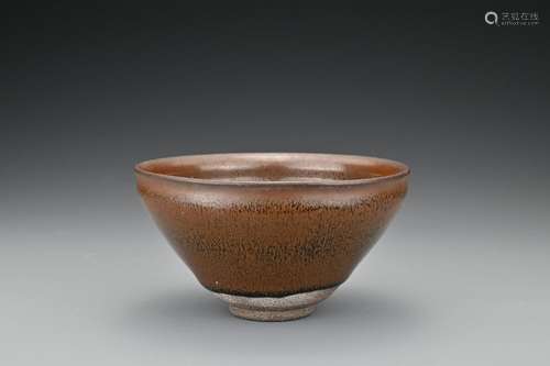 A Chinese Hare's fur tea bowl. The bowl covered in a