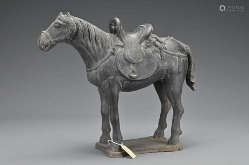 Chinese Black Pottery Saddled Horse ? Yuan Dynasty or