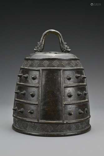 A Chinese 18/19th century bronze temple bell. The dark