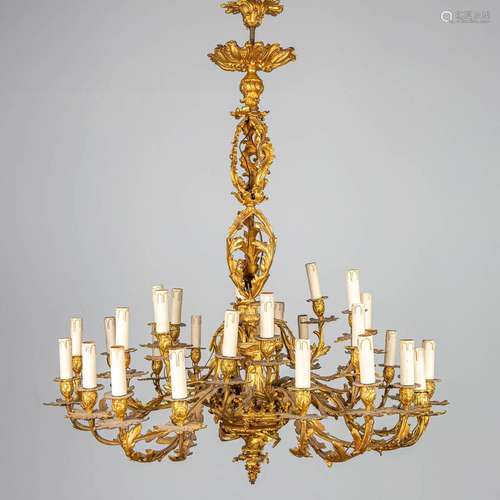 An exceptionally large and antique electrified candle chande...