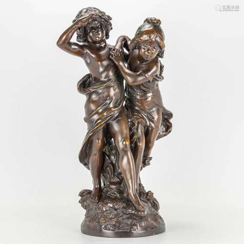 Auguste MOREAU (1834-1917) a bronze statue of 2 children. 20...