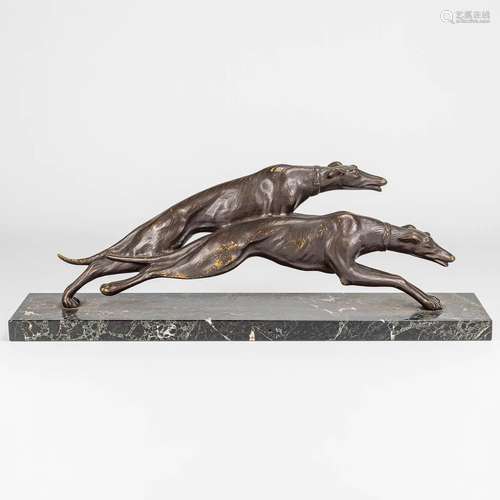 Salvatore MELANI (1902-1934) a statue of 2 greyhounds made o...